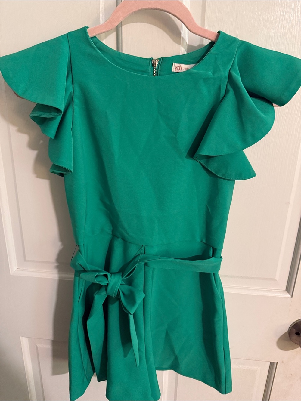GB Girls Teal Green Ruffle jumpsuit